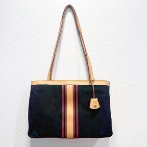 Etienne Aigner Vintage black canvas midsize shoulder bag.